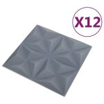Vidaxl panneaux muraux 3d 12 pcs 50x50 cm gris origami 3 m Vidaxl panneaux muraux 3d 12 pcs 50x50 cm gris origami 3 m