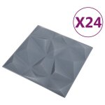 Vidaxl panneaux muraux 3d 24 pcs 50x50 cm gris diamant 6 m