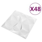 Vidaxl panneaux muraux 3d 48 pcs 50x50 cm blanc diamant 12 m