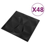 Vidaxl panneaux muraux 3d 48 pcs 50x50 cm noir diamant 12 m Vidaxl panneaux muraux 3d 48 pcs 50x50 cm noir diamant 12 m