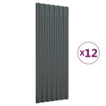 Vidaxl panneaux de toiture 12 pcs acier anthracite 100x36 cm