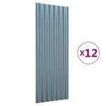 Vidaxl panneaux de toiture 12 pcs acier enduit de poudre gris 100x36cm