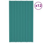 Vidaxl panneaux de toiture 12 pcs acier galvanis vert 80x45 cm