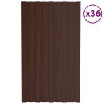 Vidaxl panneaux de toiture 36 pcs acier galvanis marron 80x45 cm