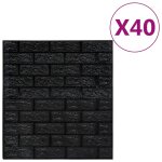 Vidaxl papier peint 3d autoadhésif briques 40 pcs noir Vidaxl papier peint 3d autoadhésif briques 40 pcs noir