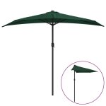 Vidaxl parasol de balcon avec mat en aluminium vert 270x135 cm demi