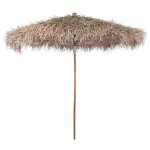 Parasol en bambou 270 cm avec toit tress a la main en feuille de banane et uv 50 +