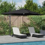 Vidaxl parasol d�port� - noir polyester, acier enduit grand