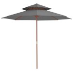Vidaxl parasol double avec m�t en bois 270 cm anthracite
