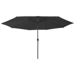 Vidaxl parasol d'extrieur avec led et mt en mtal 400 cm noir