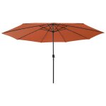 Vidaxl parasol d'extrieur avec led et mt en mtal 400 cm terre cuite
