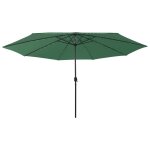 Vidaxl parasol d'extrieur avec led et mt en mtal 400 cm vert