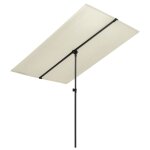 Vidaxl parasol de jardin avec m�t en aluminium 2x1, 5 m blanc sable