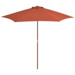 Vidaxl parasol d'ext�rieur avec m�t en bois 270 cm terre cuite