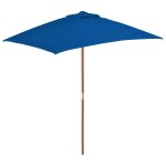 Vidaxl parasol de jardin avec mt en bois bleu 150x200 cm