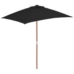 Vidaxl parasol de jardin avec mt en bois noir 150x200 cm