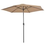 Vidaxl parasol d'extrieur avec poteau en mtal 300 cm taupe