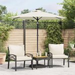 Vidaxl parasol de jardin avec led et m�t en acier blanc 225x225x212 cm