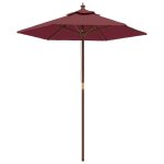 Vidaxl parasol de jardin avec m�t en bois rouge bordeaux 196x231 cm