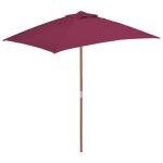 Vidaxl parasol d'ext�rieur avec m�t en bois 150x200 cm rouge bordeaux