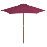 Vidaxl parasol d'ext�rieur avec m�t en bois 270 cm rouge bordeaux