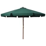 Vidaxl parasol avec mat en bois 330 cm vert Vidaxl parasol avec mat en bois 330 cm vert