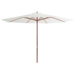 Vidaxl parasol avec mt en bois 350 cm blanc sable