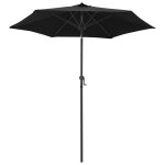Vidaxl parasol noir 200x211 cm aluminium