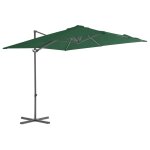Vidaxl parasol en porte - à - faux avec mât en acier 250 x 250 cm vert Vidaxl parasol en porte - à - faux avec mât en acier 250 x 250 cm vert