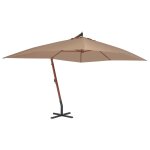 Vidaxl parasol en porte - � - faux avec m�t en bois 400x300 cm taupe