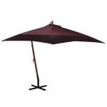 Vidaxl parasol de jardin suspendu et mt rouge bordeaux bois de sapin