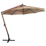 Vidaxl parasol suspendu avec mt taupe 3, 5x2, 9 m bois de sapin massif