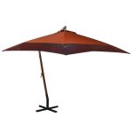 Vidaxl parasol suspendu avec mt terre cuite 3x3m bois de sapin massif