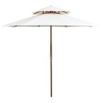 Vidaxl parasol a deux etages avec poteau en bois blanc crme