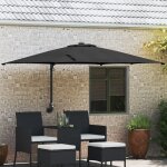 Vidaxl parasol de terrasse noir polyester, acier grand inclinable