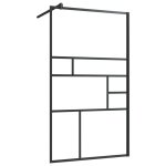 Paroi de douche 90x195 cm verre esg clair cadre alu noir barres r�glables