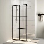 Vidaxl paroi de douche avec verre esg transparent 90x195 cm noir