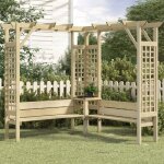 Vidaxl pergola d'angle avec banc bois de pin imprgn