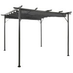 Vidaxl pergola avec toit r�tractable anthracite 3x3 m acier 180 g / m