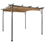Vidaxl pergola avec toit r�tractable taupe 3x3 m acier 180 g / m