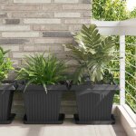 Vidaxl plateau carr� a fleurs 6 pcs noir 36 x 36 x 2. 5 cm plastique