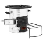 Vidaxl po���le Ã bois de camping argent�� 51, 5x35x30, 5cm acier inoxydable