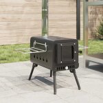 Vidaxl pole  bois de tente et chemine et pieds pliables noir acier