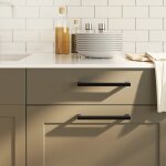 Vidaxl poignes d'armoire 10 pcs noir 192 mm acier inoxydable