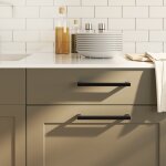 Vidaxl poignes d'armoire 20 pcs noir 192 mm acier inoxydable