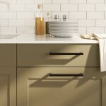Vidaxl poignes d'armoire 5 pcs noir 192 mm acier inoxydable