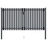 Vidaxl portail de clôture a double porte acier 306x200 cm anthracite Vidaxl portail de clôture a double porte acier 306x200 cm anthracite