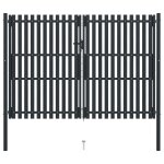 Vidaxl portail de clôture a double porte acier 306x250 cm anthracite Vidaxl portail de clôture a double porte acier 306x250 cm anthracite