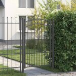 Vidaxl portail de cl�ture avec pointe gris 103 x 150 cm acier
