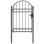 Vidaxl portail de jardin avec dessus arqu acier 1 x 1, 5 m noir